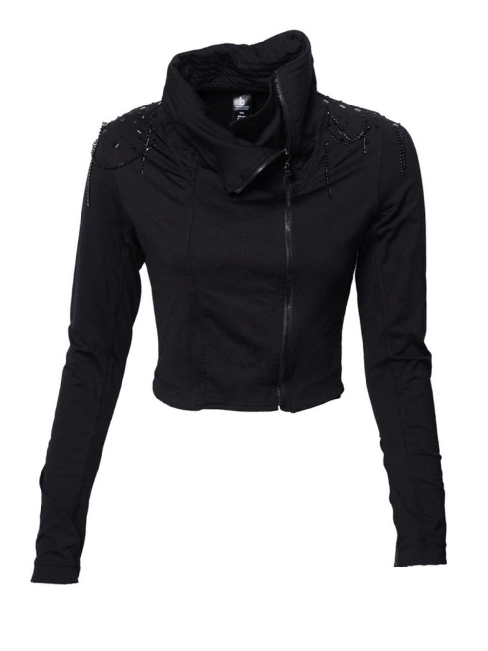 BodyRock Sport Gaga Black Crop Moto Studs and Chains Athletic Jacket Size XS
